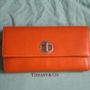 Tiffany & Co. Vibrant Orange Leather Clutch